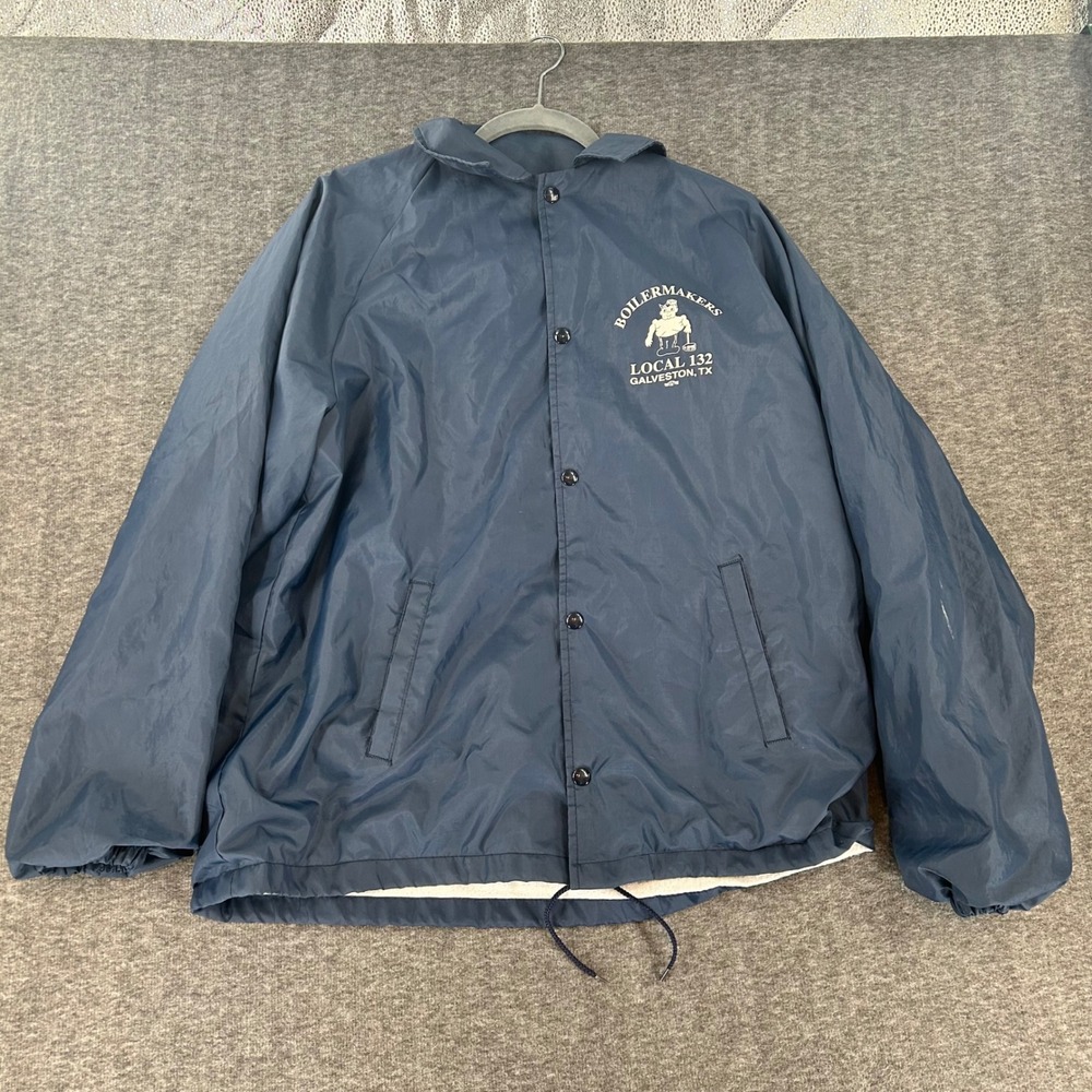 Vintage Nemesis Sportswear Boilermakers Local 132 Coach Jacket Blue‎ Large 80s